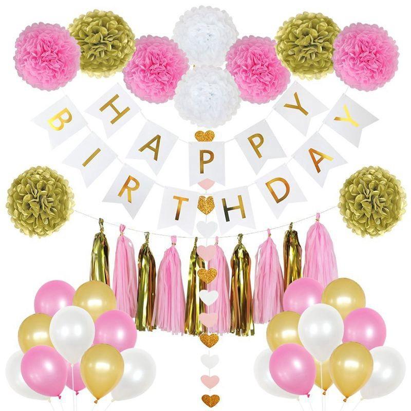 43pcs Happy Birthday Party DIY Set (Pink)