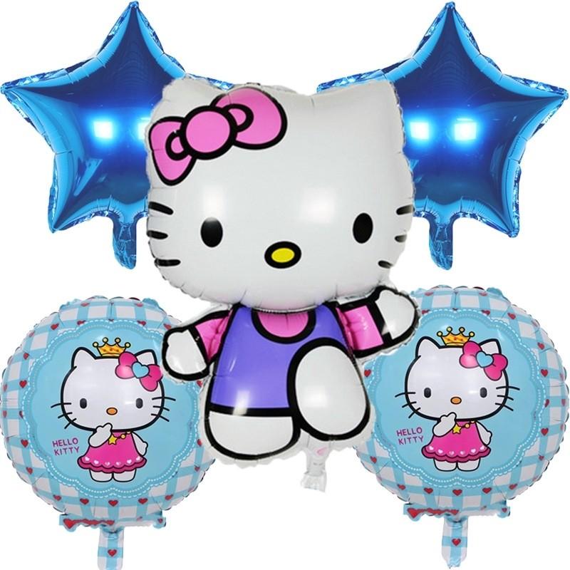 5pcs Blue Hello Kitty Party Balloons Set