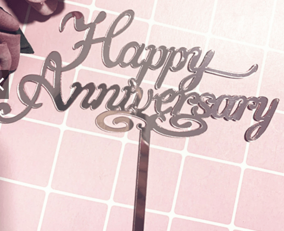 Happy Anniversary Silver Cake Topper