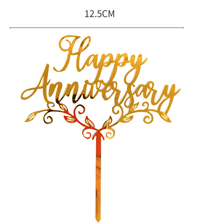 Happy Anniversary Gold Cake Topper