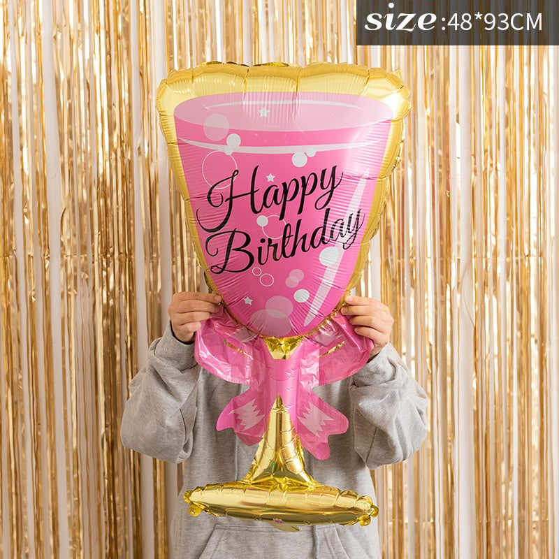 Oversized Pink Wine Foil Balloon 48x93cm