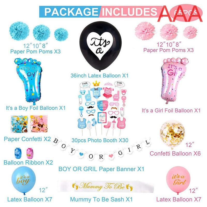 65Pcs Gender Reveal Party Set