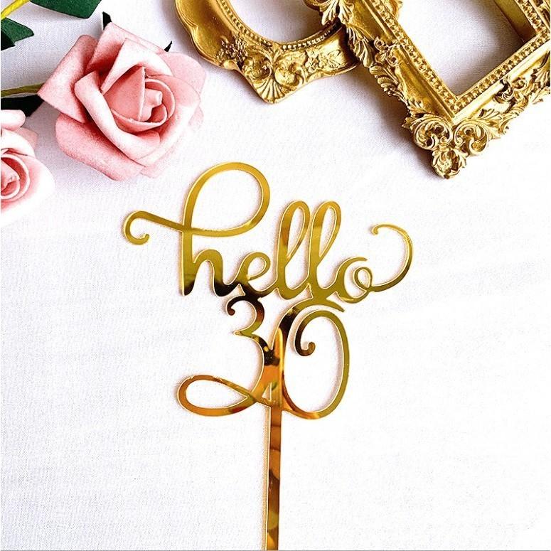 Hello 30 Acrylic Cake Topper