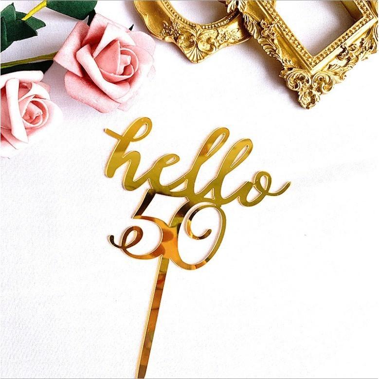 Hello 50 Acrylic Cake Topper