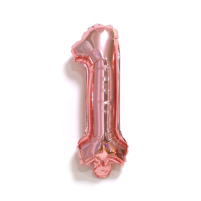 32 inch Foil Rose Gold Number Balloon - 1