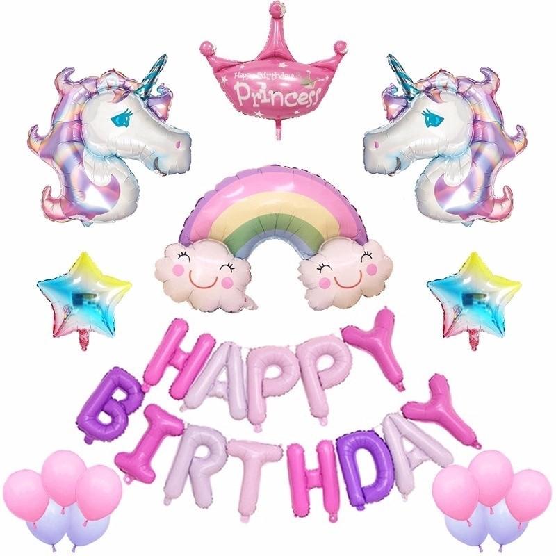 Unicorn Happy Birthday Foil Balloon Set